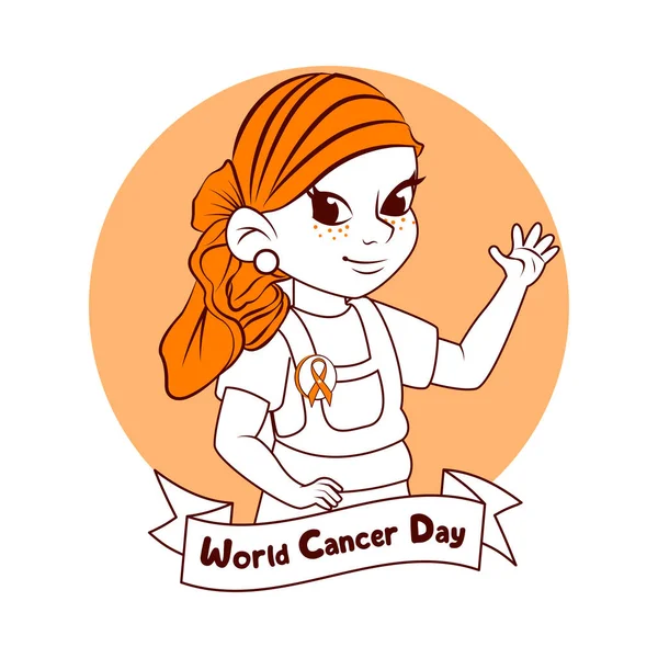 Cartoon Cute Character World Cancer Day — 스톡 벡터