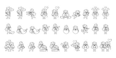 Cute Cupid Saint Valentine Illustrations Isolated