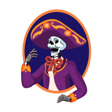 Cartoon Cute Mexican Skull Illustration Isolated