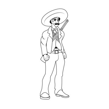 Cartoon Cute Mexican Desperado Illustration Isolated