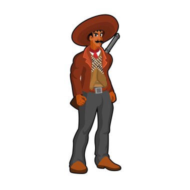 Cartoon Cute Mexican Desperado Illustration Isolated