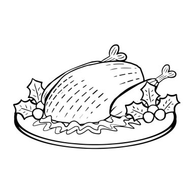 Cartoon Cute Christmas Turkey Illustration Isolated