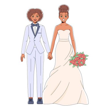 Cute Wedding Couple Anime Characters Isolated