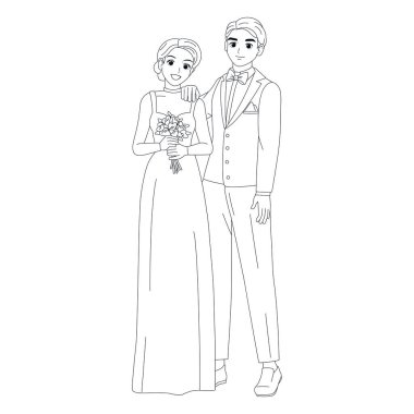 Cute Wedding Couple Anime Characters Isolated