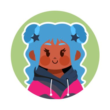 Cartoon Cute Kawaii Kid Face Isolated