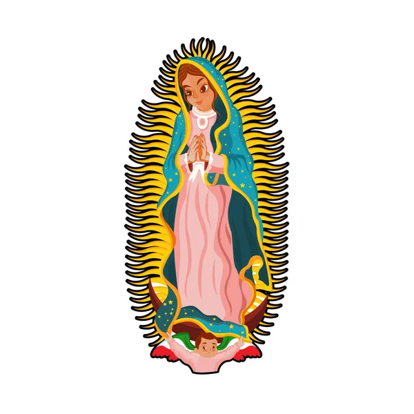 Vector Cartoon Cute Mexican Our Lady Guadalupe Illustration Isolated — Wektor stockowy