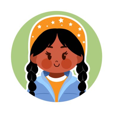 Cartoon Cute Kawaii Kid Face Isolated