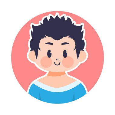 Cartoon Cute Kawaii Kid Face Isolated