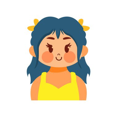 Cartoon Cute Kawaii Kid Face Isolated