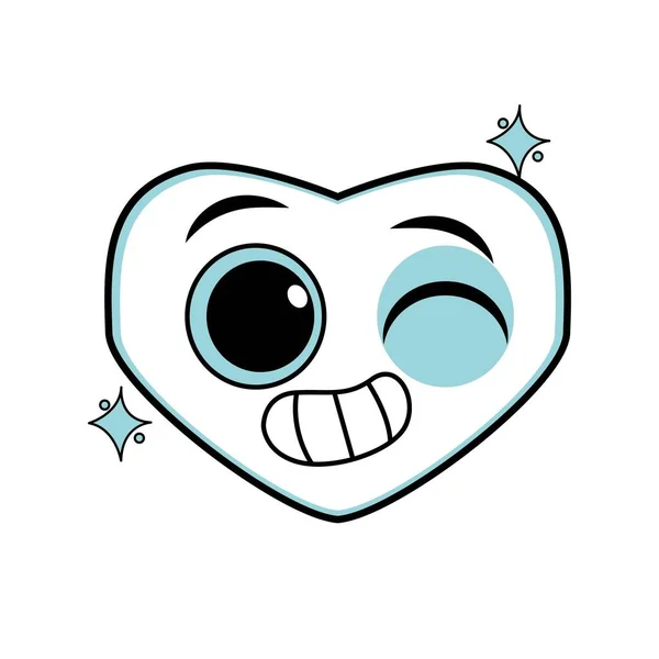 Desenhos Animados Bonito Coração Branco Emoji Isolado Ilustração — Vetor de Stock