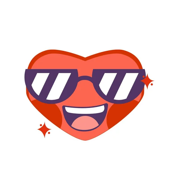 Dessin Animé Mignon Coeur Rouge Emoji Illustration Isolée — Image vectorielle
