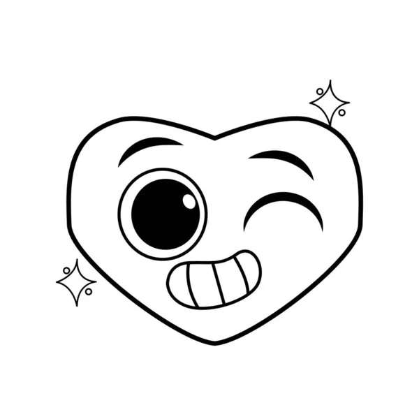 Κινούμενο Σχέδιο Χαριτωμένο Λευκό Καρδιά Emoji Απομονωμένη Εικόνα — Διανυσματικό Αρχείο
