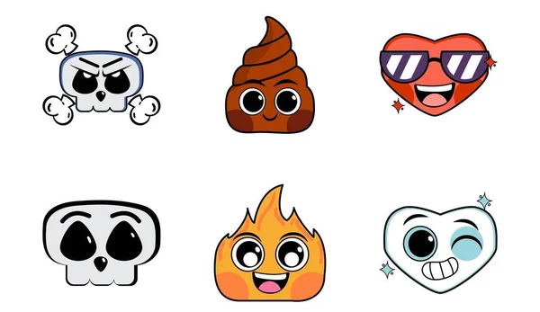 Vetor Emojis Ilustração Bonito Isolado — Vetor de Stock
