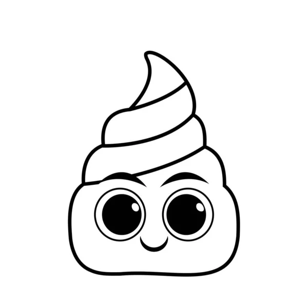 Cartoon Cute Pile Poo Emoji Isolato Illustrazione Illustrazione Stock