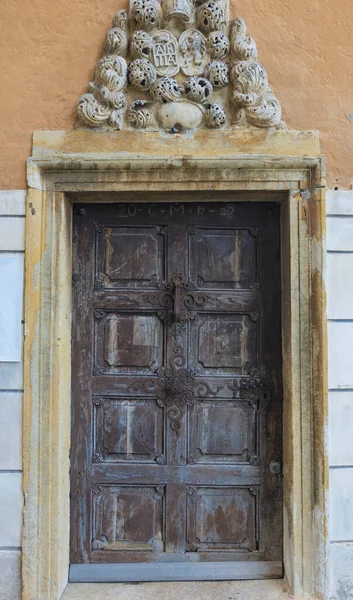 Beautiful Old Wooden Door Pilgrimage Church Maria Strassengel 14Th Century — Stock Photo, Image