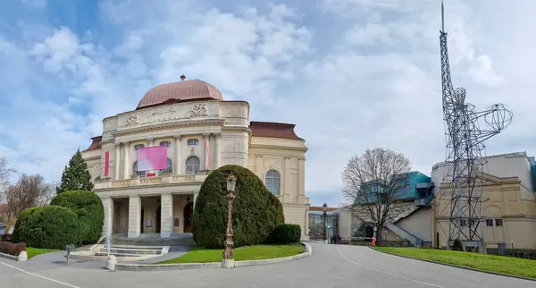 Ydersiden Opera House Bygning Centrum Graz Steiermark Regionen Østrig Royaltyfrie stock-fotos
