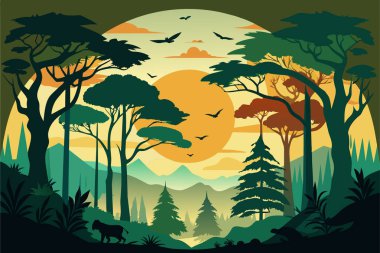 Forest silhouette, vector illustration. clipart