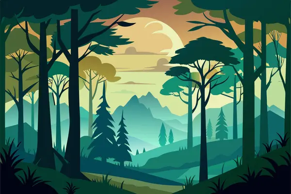 Orman silueti, vektör illüstrasyon