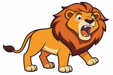 Çizgi film aslan kükreyen vektör çizimi