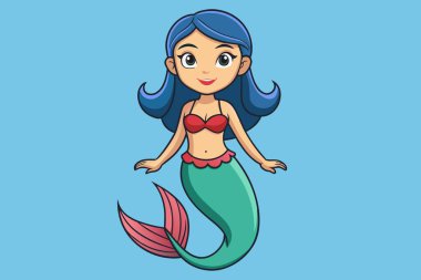 Denizkızı, vektör çizimi.