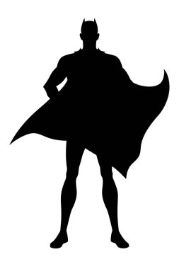 Pelerinli bir süper kahramanın silueti.