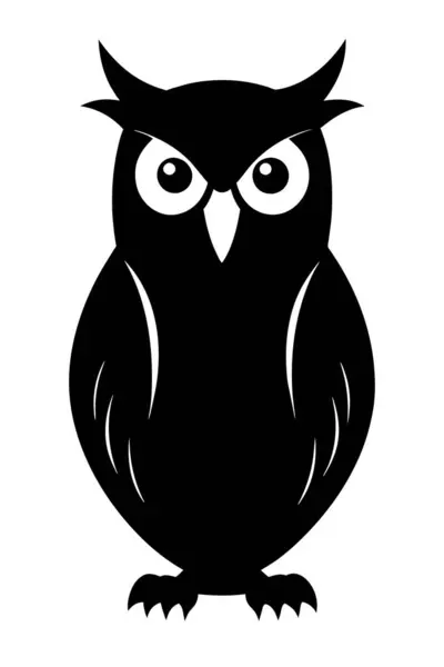 猫头鹰坐姿矢量轮廓黑色一个 — 图库矢量图片