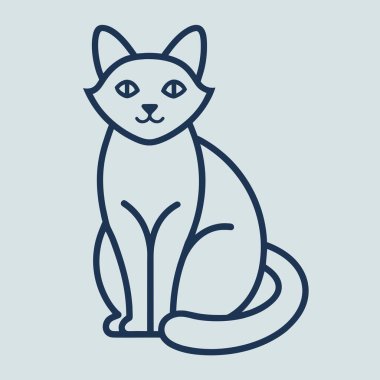 Oturan bir kedinin basit bir çizgisi çizimi