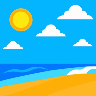 Altın kumu ve berrak mavi suyu olan güneşli bir sahil.