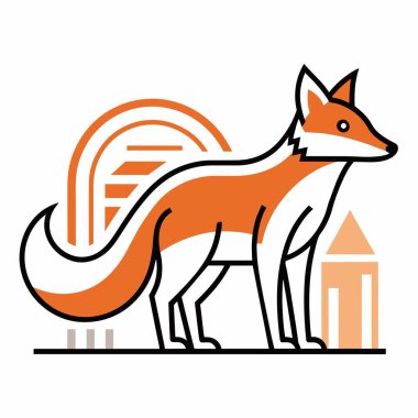 Basit bir tilki çizgisi sanatı, vahşi yaşamı temsil ediyor şehir ortamlarına uyum sağlıyor..