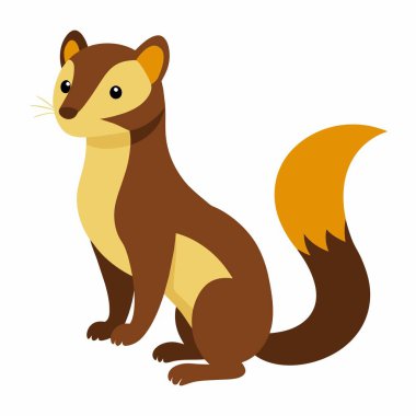 Beyaz arka planda bir çam sansarı dikiliyor..