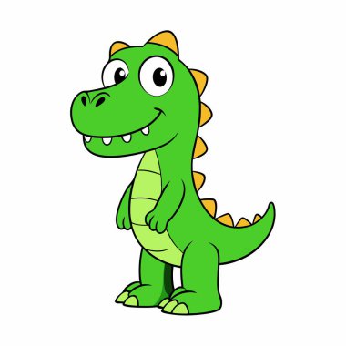 İki ayak üzerinde duran yeşil bir dinozor çizgi filmi.