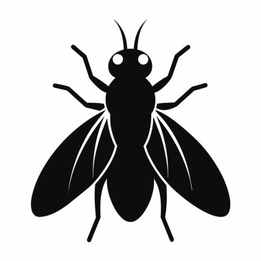 Katı simge, Böcekler konsepti, beyaz arka planda uçan böcek işareti, mobil konsept ve web tasarımı için kabartma biçiminde uçan siluet simgesi. Vektör grafikleri