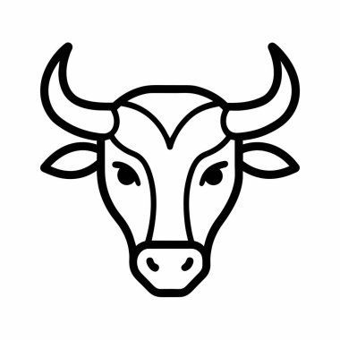 Bull Head çizgi ikonu, çiftlik hayvanları konsepti, beyaz arka planda sığır işareti