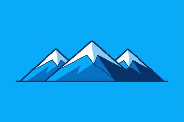 Minimalist manzara çizimi tarzında bir dağ silsilesi.