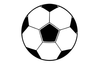 Siyah beyaz bir futbol topu, basit ve temiz bir tasarım.