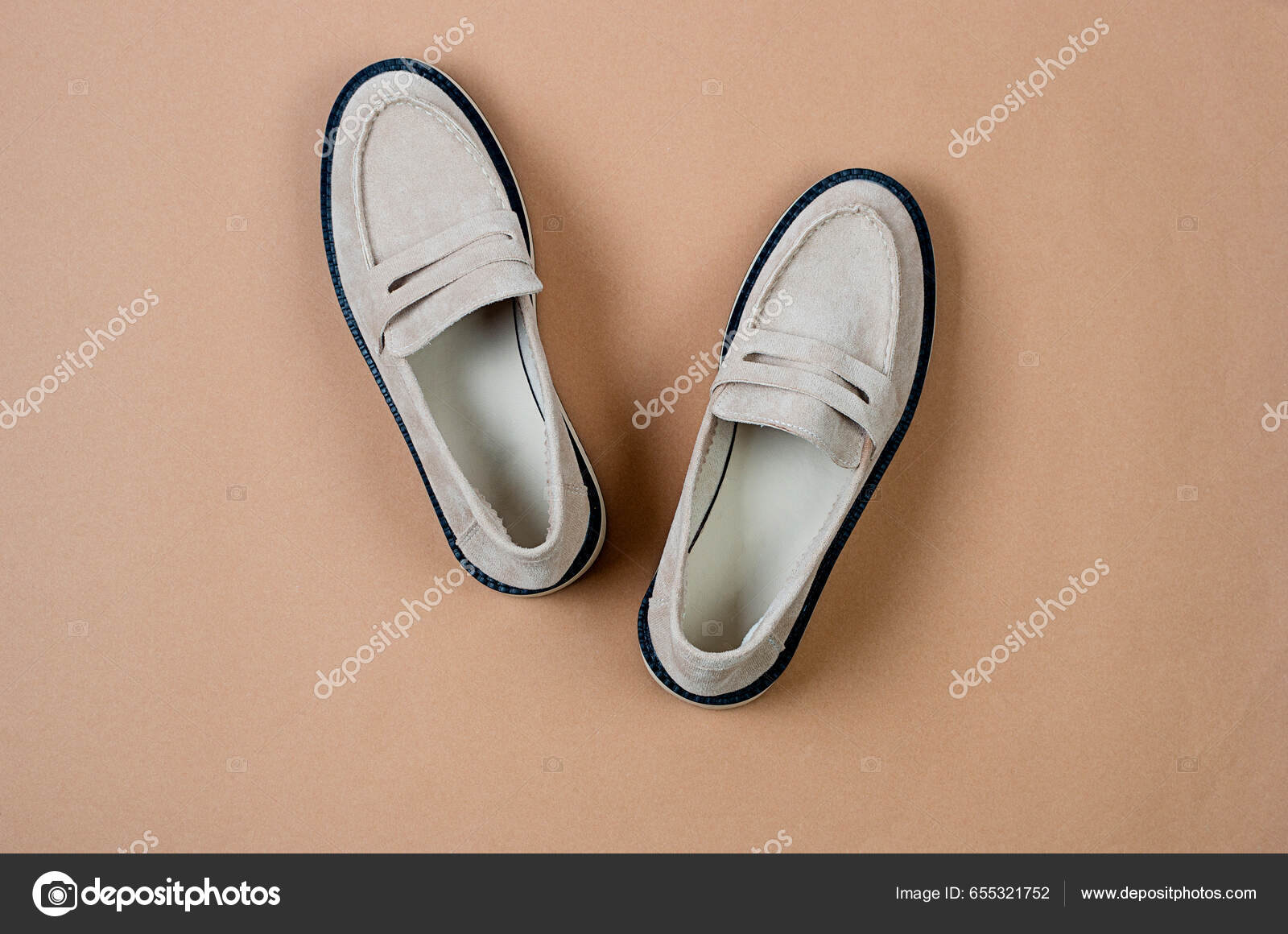 Par Zapatos Mocasines Gamuza Con Estilo Beige Para Mujer Sobre