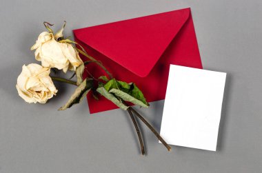 İki kuru beyaz gül ve içi boş beyaz gül. Yas ve keder kavramı. Metin alanı olan ölü güller.