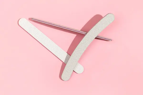 Set Gray Nail Files Different Shapes Different Stiffness Tools Manicure Royalty Free Stock Images