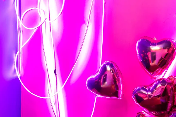 Palloncini Metallici Gonfiabili Rosa Illuminati Con Luce Neon — Foto Stock