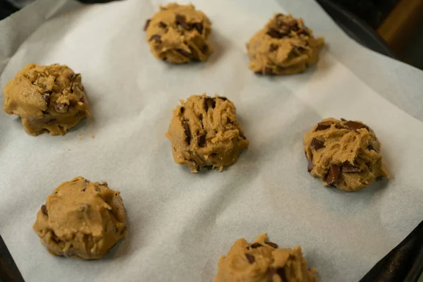 Cookies Aux Pépites Chocolat Juste Avant Cuisson — Photo