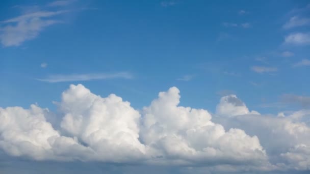 Gyönyörű Fehér Felhők Kék Háttér Időeltolódás Felvétel — Stock videók
