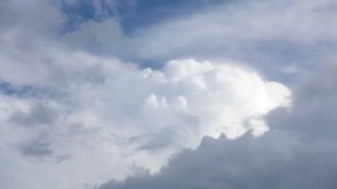 White and gloomy rain clouds moving and rolling on sky background. 4k time lapse footage.