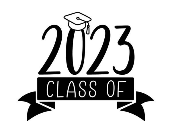 Class 2023 Graduation Logo Cap High School College Graduate Template — Vector de stock
