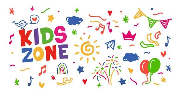 Kids Zone Banner Für Die Dekoration Des Kinderzimmers Kids Zone — Stockvektor