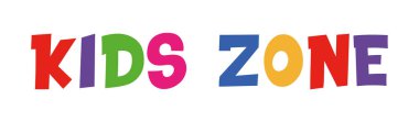 Çocuk bölgesi. Çocuk oyun odası dekorasyonu için pankart. Çocuk bölgesi vektör logo rozetleri. Oyun odası tabelası. Çocuk bölge vektör illüstrasyonu oynuyor. Oyun odası alanı. Bebek ve çocuklar oyun alanı metni.