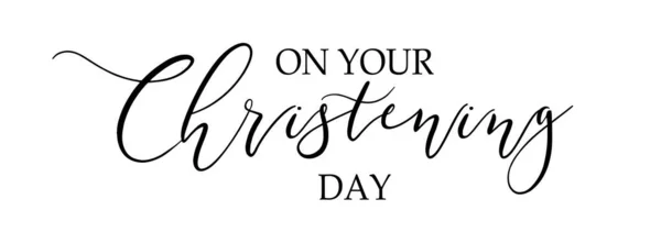 Christening Day Christian Religious Churh Vector Design Typography Inscription Invitation — Stok Vektör
