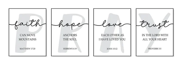 Esperança Amor Confiança Bíblia Citação Vetor Religioso Lettering Typography Poster — Vetor de Stock