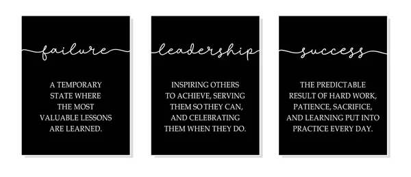 Failure Leadership Success Inspiring Positive Quote Frame Workplace Decoration Triptych — 스톡 벡터