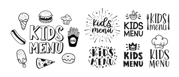 Meniu Pentru Copii Set Logo Uri Pentru Banner Pliant Design — Vector de stoc