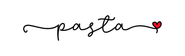 パスタ好き ベクトルロゴワード ポスター チラシ バナー メニューカフェのデザイン 手描き書道テキスト 心のシンボルとタイポグラフィ連続パスタロゴ 看板メニューアイコンパスタ — ストックベクタ
